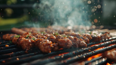 Close Up of Food Cooking on a Grillの素材