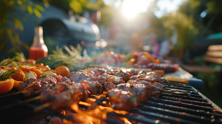 Close Up of Food Cooking on a Grillの素材