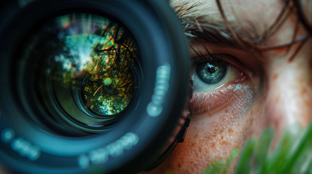 Close-Up Portrait of a Person With Blue Eyesの素材
