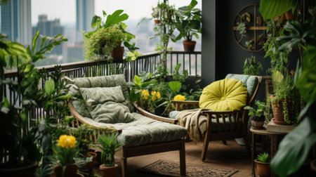 A Balcony Overflowing With Potted Plantsの素材