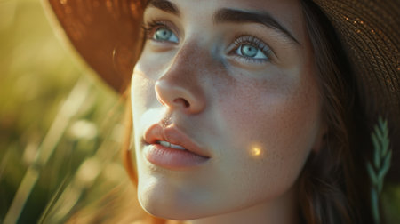 Woman With Blue Eyes and Hatの素材