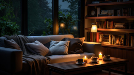Bed Sitting Next to Window in Bedroomの素材