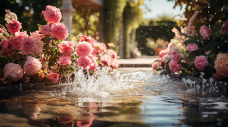 Colorful Flowers by a Water Bodyの素材
