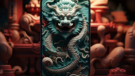 Dragon on the Screen of a Phoneの素材