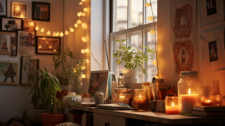 The Candlelit Room With Pictures Adorning the Wallsの素材