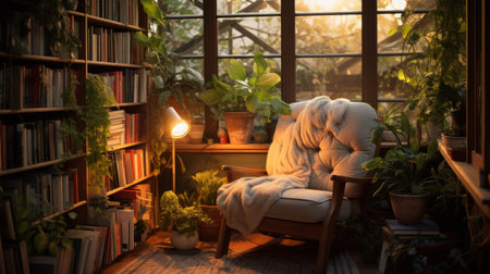 A Room Filled With Plants and a Ladderの素材