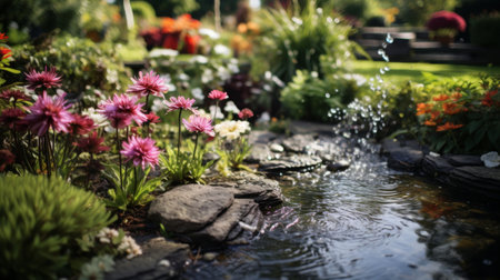 Bouquet of Flowers Floating in Waterの素材