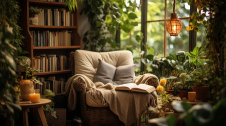 A Room Filled With Plants and a Ladderの素材