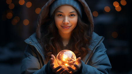 Woman With Large Breasts Standing in the Rainの素材