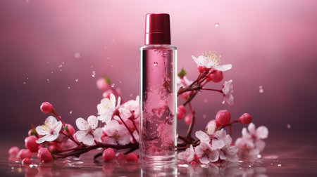 Close Up of a Perfume Bottle on a Tableの素材