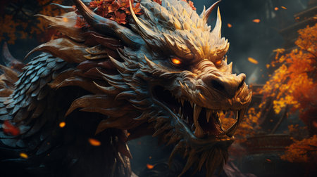 Close Up of Dragon With Open Mouthの素材