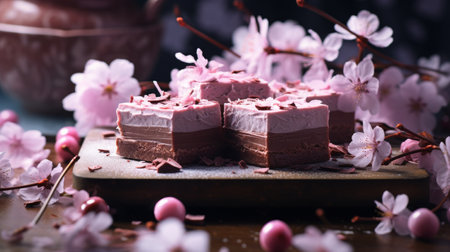 Piece of Cake on Wooden Cutting Boardの素材