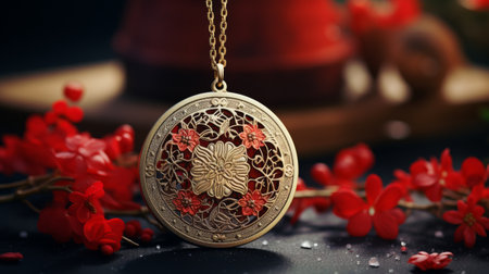 Close Up of a Necklace on a Tableの素材