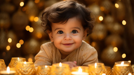 Little Boy Sitting With a Smile on His Faceの素材