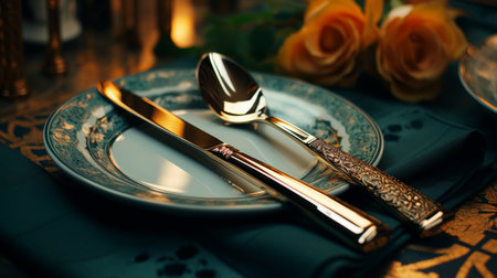 Close-Up of a Plate With Knife and Forkの素材