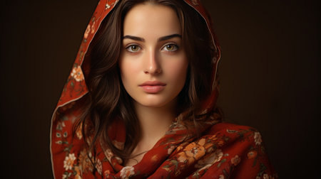 Woman With Long Hair Wearing Shawlの素材