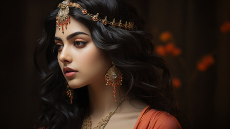 Woman in Dress With Gold Headpieceの素材