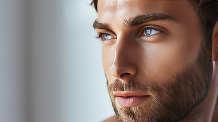 Close-Up of a Man With Blue Eyesの素材