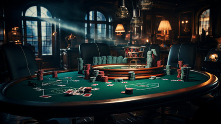 Casino Table With Cards and Chipsの素材