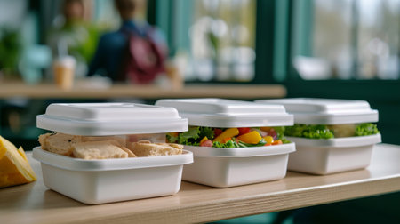 Container of Food on Wooden Tableの素材