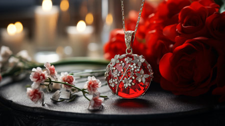 Close-Up of Necklace With Flowerの素材