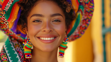 Woman and Flowers on Her Headの素材