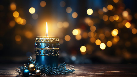 Group of Lit Candles on Tableの素材