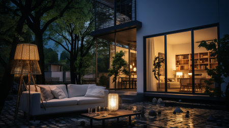 A Living Room Filled With Furniture and a Lampの素材