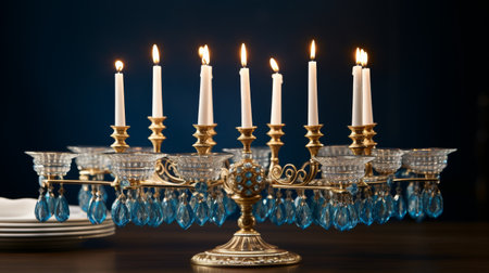 Fancy Candelabra With Blue Crystal Candlesticksの素材