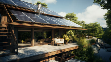 A House With a Solar Panel on the Roofの素材