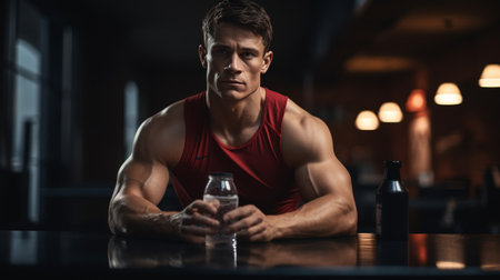 Man With Arms Crossed in Gymの素材