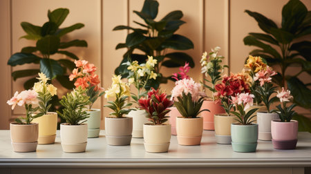 Group of Potted Plants Sitting on Top of a Tableの素材