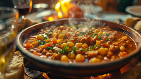 Wok Filled With Food Cooking Over a Fireの素材