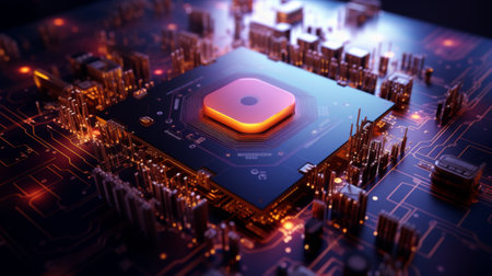 Computer Processor With Yellow Squareの素材