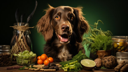 Brown Dog Sitting on Top of a Brown Couchの素材