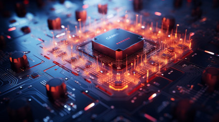 Computer Processor on Top of Circuit Boardの素材