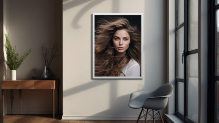 Woman With Long Hair Hanging on a Wallの素材