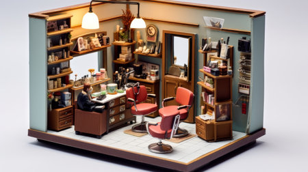 Modern Barber Shop With Wall and Chairsの素材