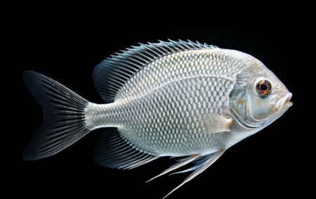 Close Up of Fish on Black Backgroundの素材