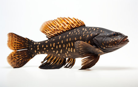 Fish Standing Up on White Surfaceの素材