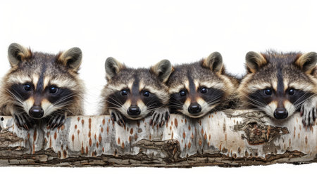 Inquisitive Wildlife Encounter on White Background.の素材