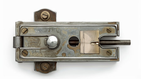 Steel Lock on White Background.の素材