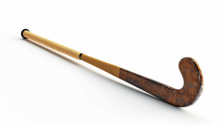 Hockey Stick With Wooden Handle on White Backgroundの素材