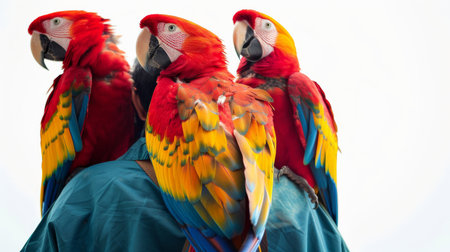 Colorful Birds Perched on Top of Each Otherの素材