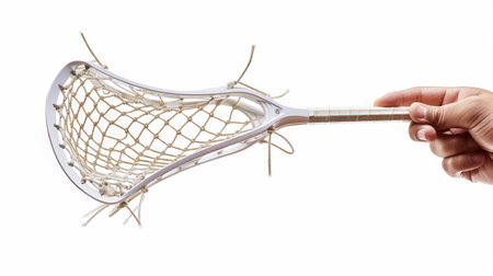 Close-Up of Tennis Racket on White Surfaceの素材