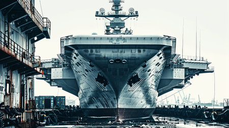 Large Ship Docked in Body of Waterの素材