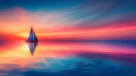 Sailboat Floating on Body of Waterの素材