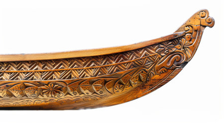 Close-Up of a Wooden Boat on a White Backgroundの素材