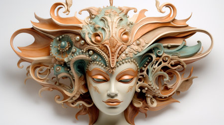 Wooden Mask With Horns and Eyesの素材