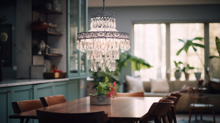 Chandelier Hanging From Ceiling in Roomの素材